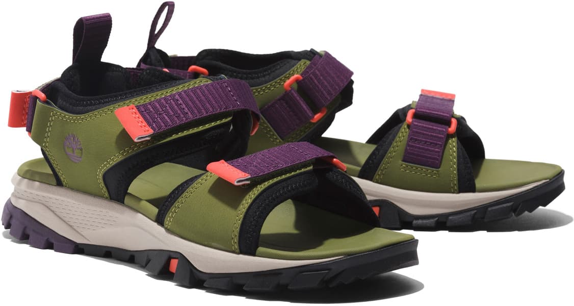 Womens Lincoln Peak 2 Strap Sandal Md Grn Leather, view: 2