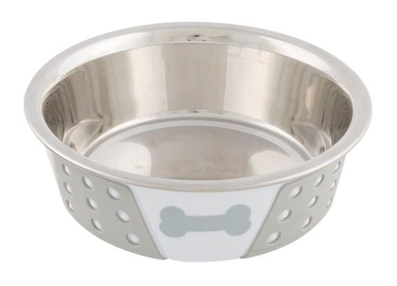 matskål Rustfri med Silikon 1.4 L/ 21 cm Hvit/Grå, view: 0