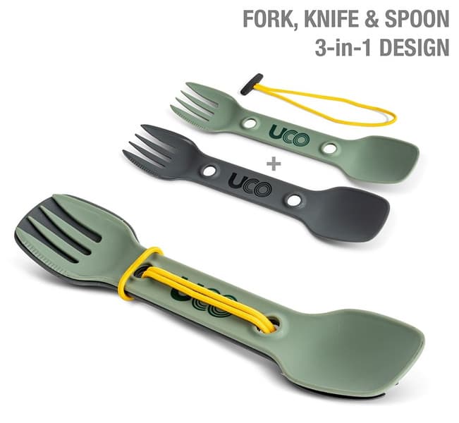Utility Spork 2Pk with cord Green+Charcoal, view: 1