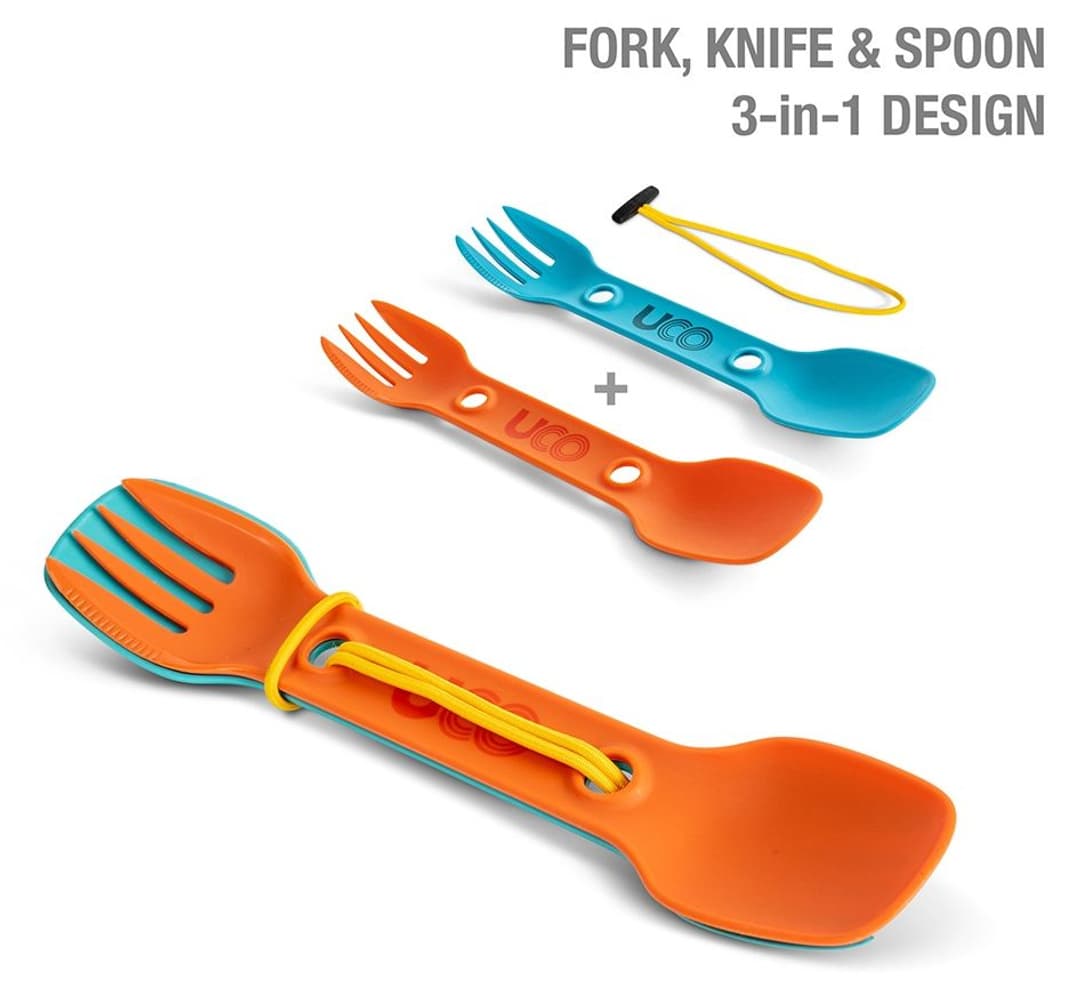 Utility Spork 2Pk with cord Teal+EmberOrange, view: 1
