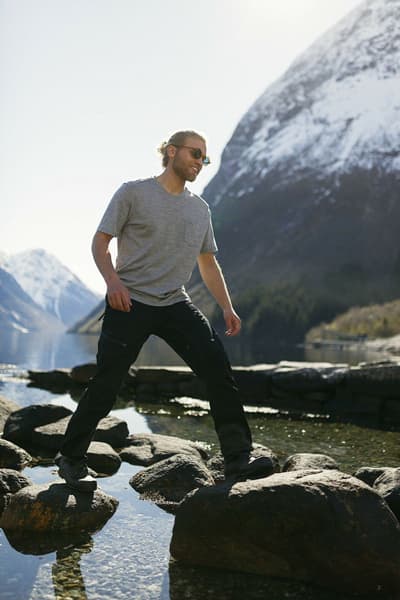 M's Summer Wool tee w/pocket Grey Melange, view: 2