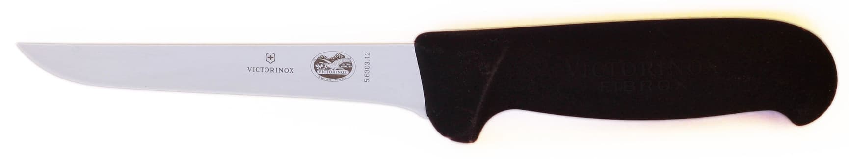 Slaktekniv 12 cm Svart Fibrox & bøyd kutt, smalt blad, view: 0