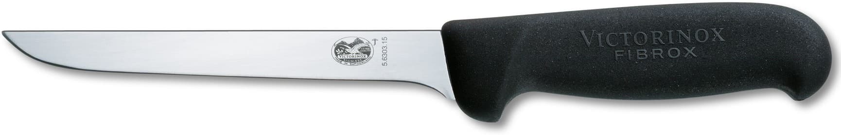 Slaktekniv 15 cm Svart Fibrox & bøyd kutt, smalt blad, view: 0