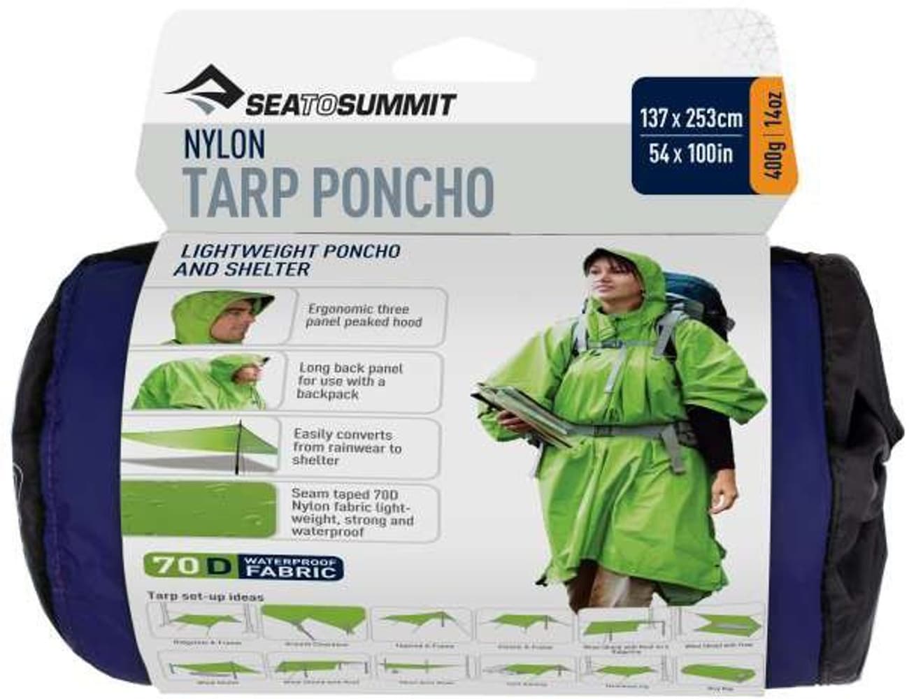 Tarp Poncho Nylon Blue, view: 2
