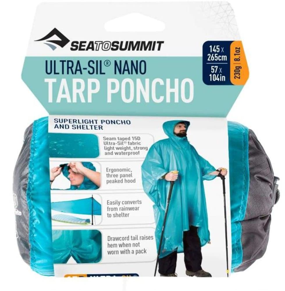 Sea to Summit Tarp Poncho 15D Ultra-Sil 145x265 cm Blue, view: 6