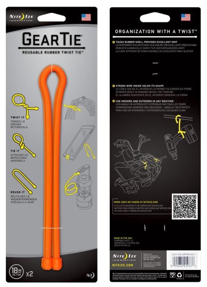 Gear Tie 18-Bright Orange 2-pack, view: 0