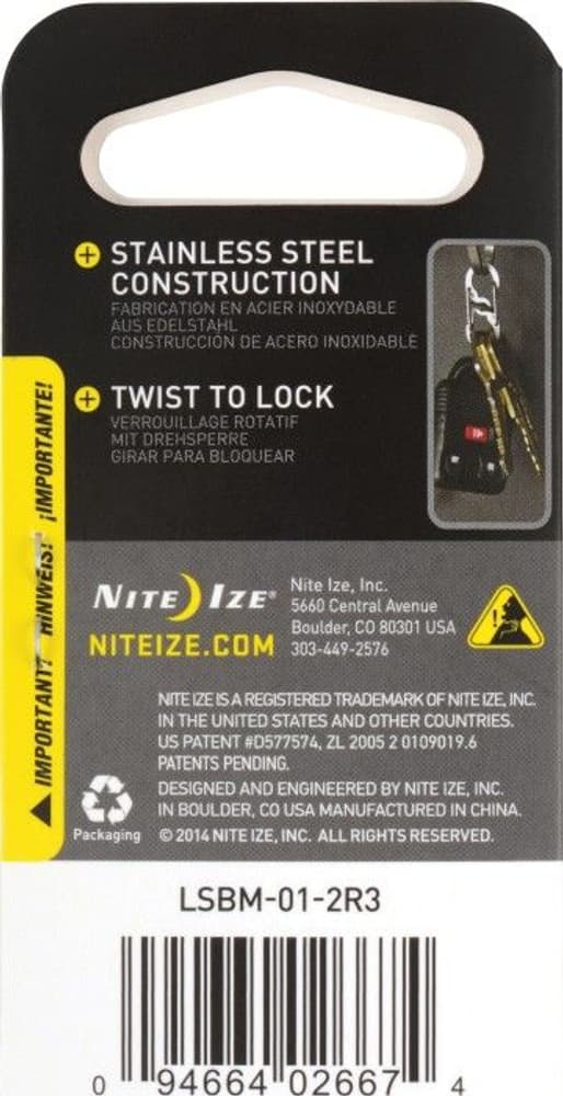 S-Biner MicroLock Stainless Steel 2-Pack Black, view: 1