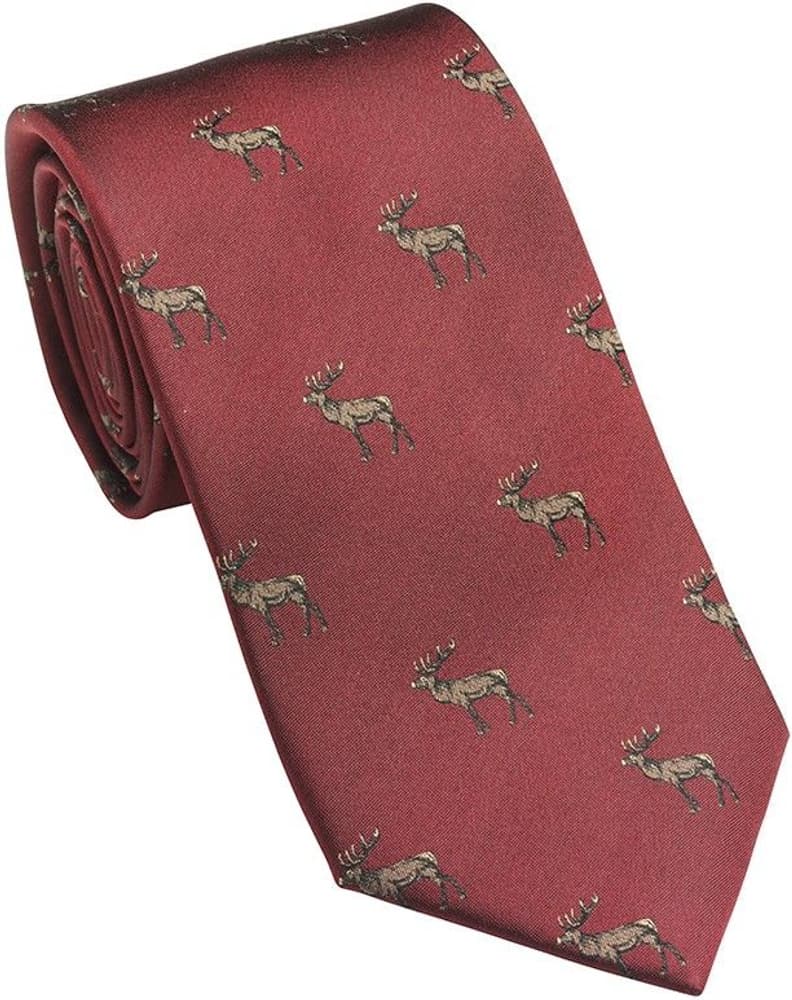 Stag Deer Silk Tie Vintage Red, view: 0