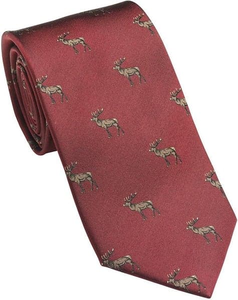 Stag Deer Silk Tie Vintage Red, view: 0