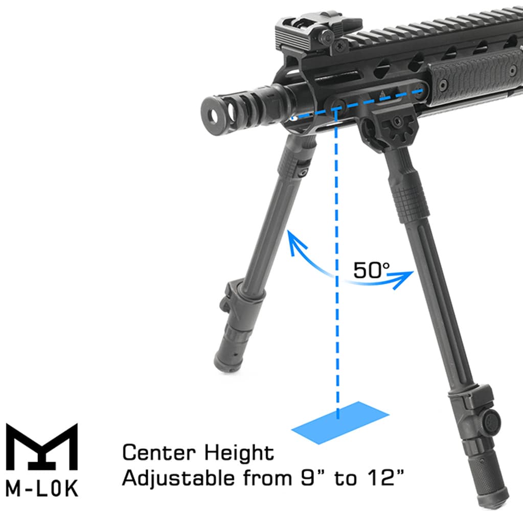UTG Recon Flex II Bipod 9-12 Center Height M-LOK, view: 1