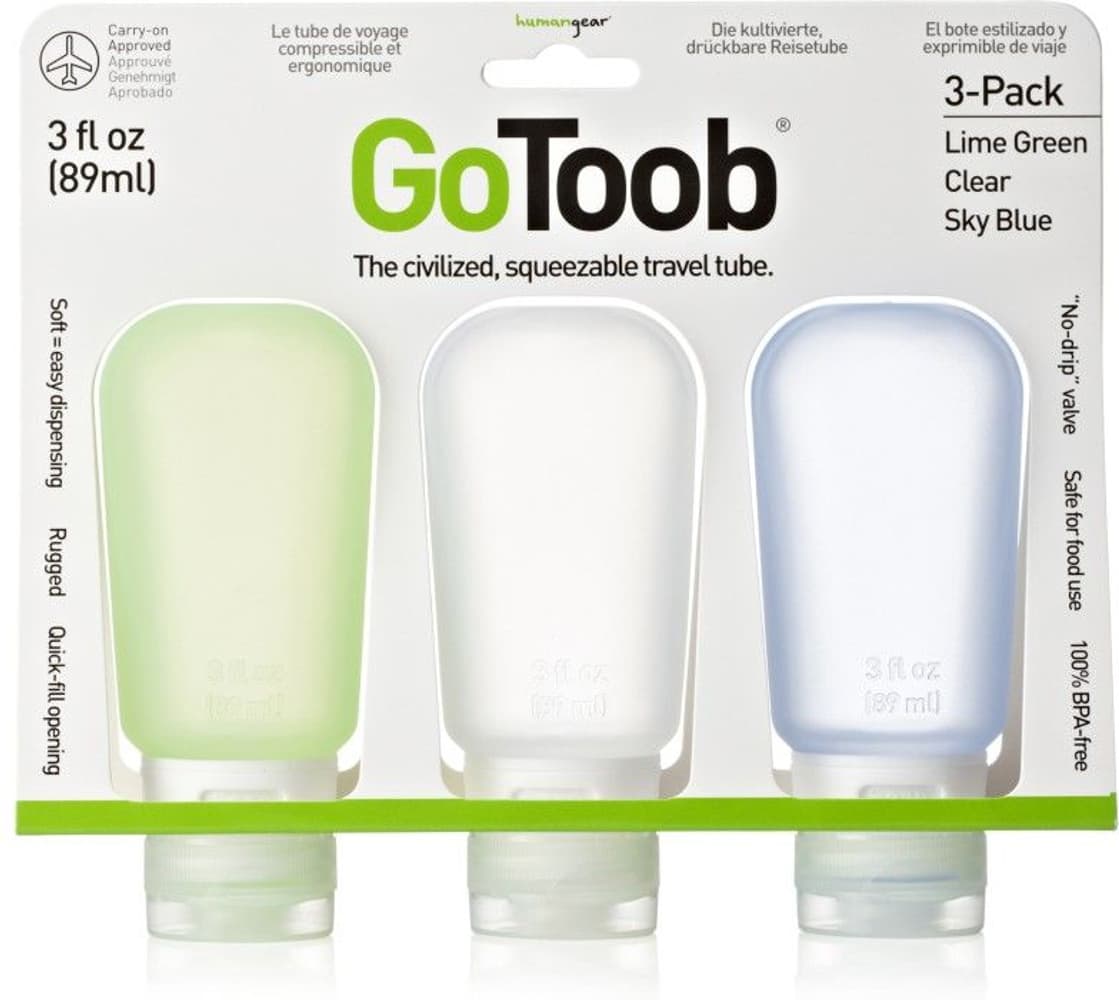 GoToob 3-pack Large 89 ml Klar/Grønn/Blå, view: 0