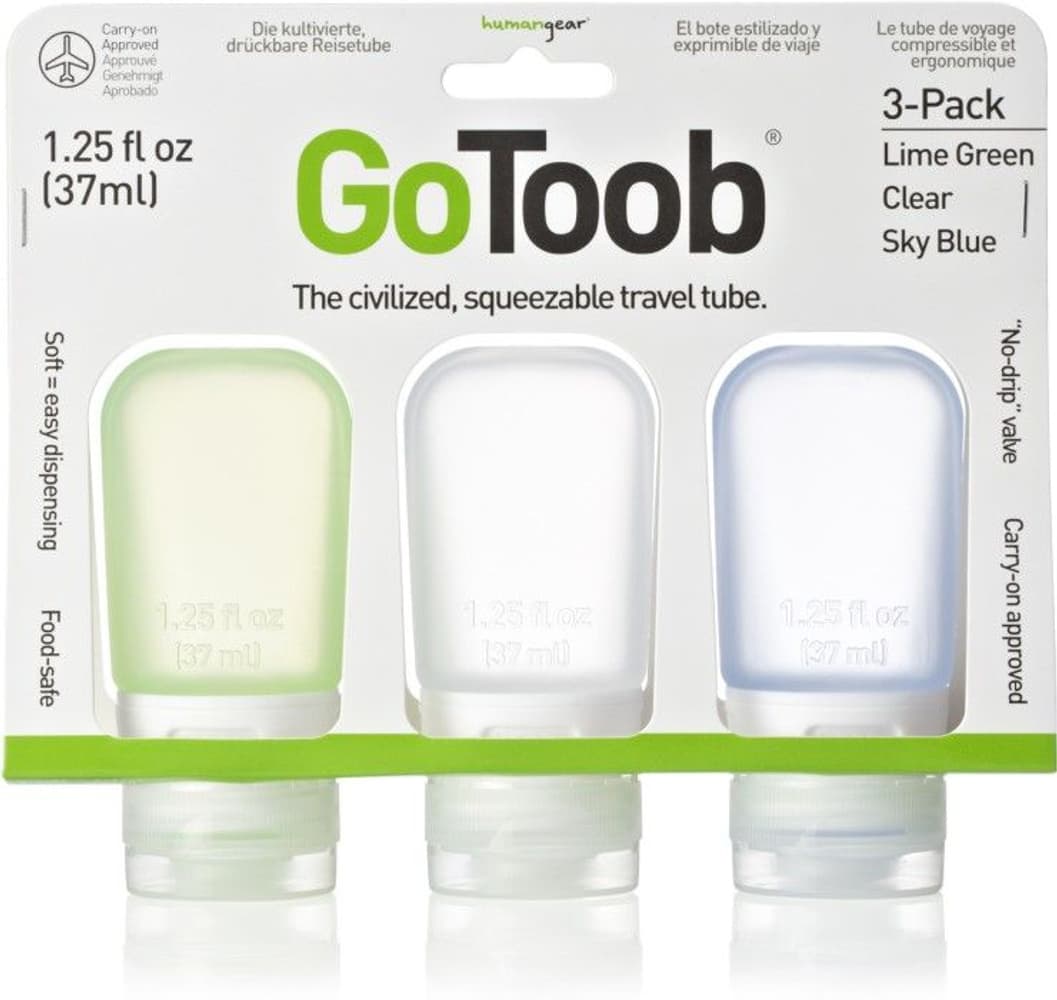 GoToob 3-pack Small 37 ml Klar/Grønn/Blå, view: 0