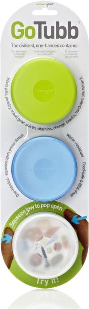 Pilleboks GoTubb Medium 3-pk Klar/Grønn/Blå, view: 1