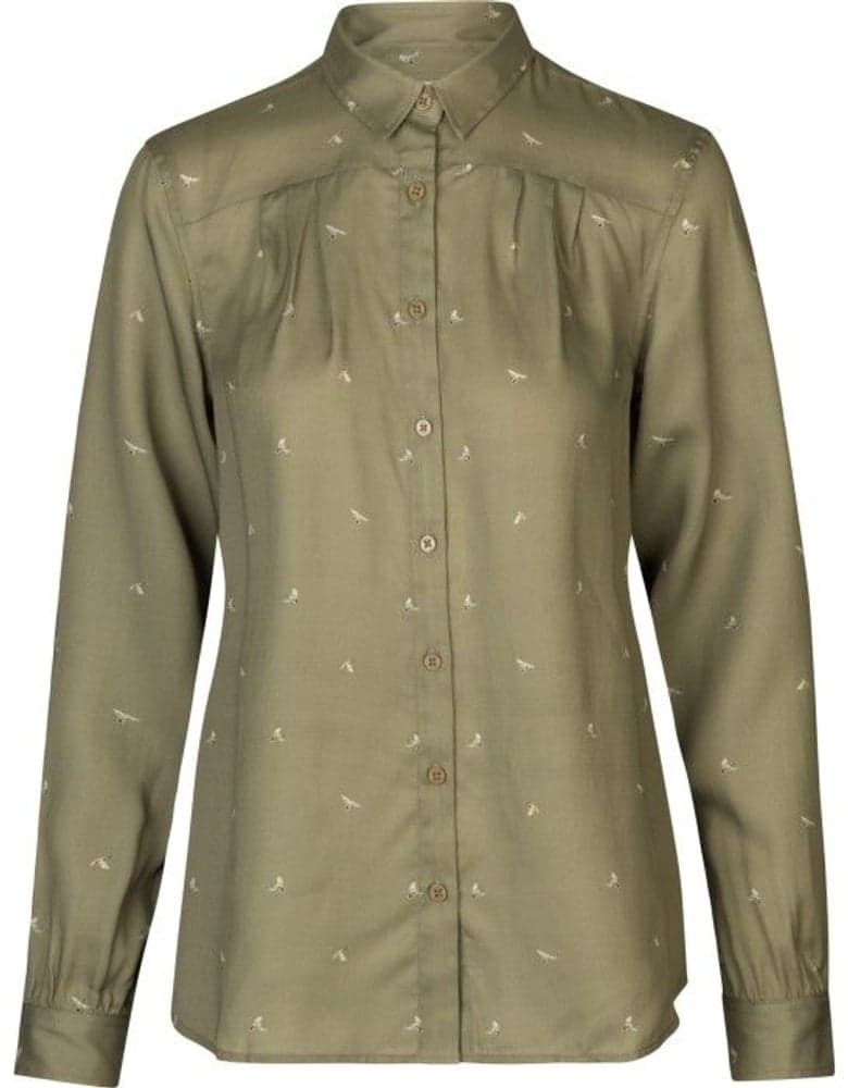 Abigail L/S Shirt Women Dust Green/Flying Ducks, view: 0