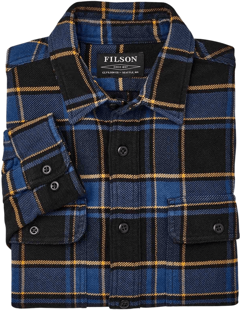 M's Vintage Flannel Work Shirt Navy Ivory Red, view: 1