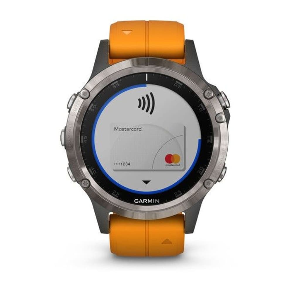 fenix 5 Plus Sapphire Titan m/oransje silikon reim, view: 6
