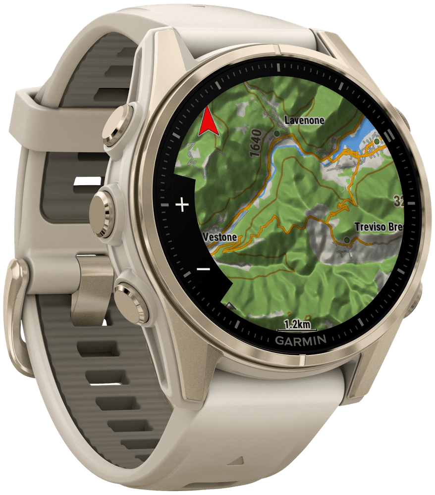 Fenix 8 43mm AMOLED Sapphire Soft Gold with Fog Gray Dark Sandstone Silicone Band, view: 4