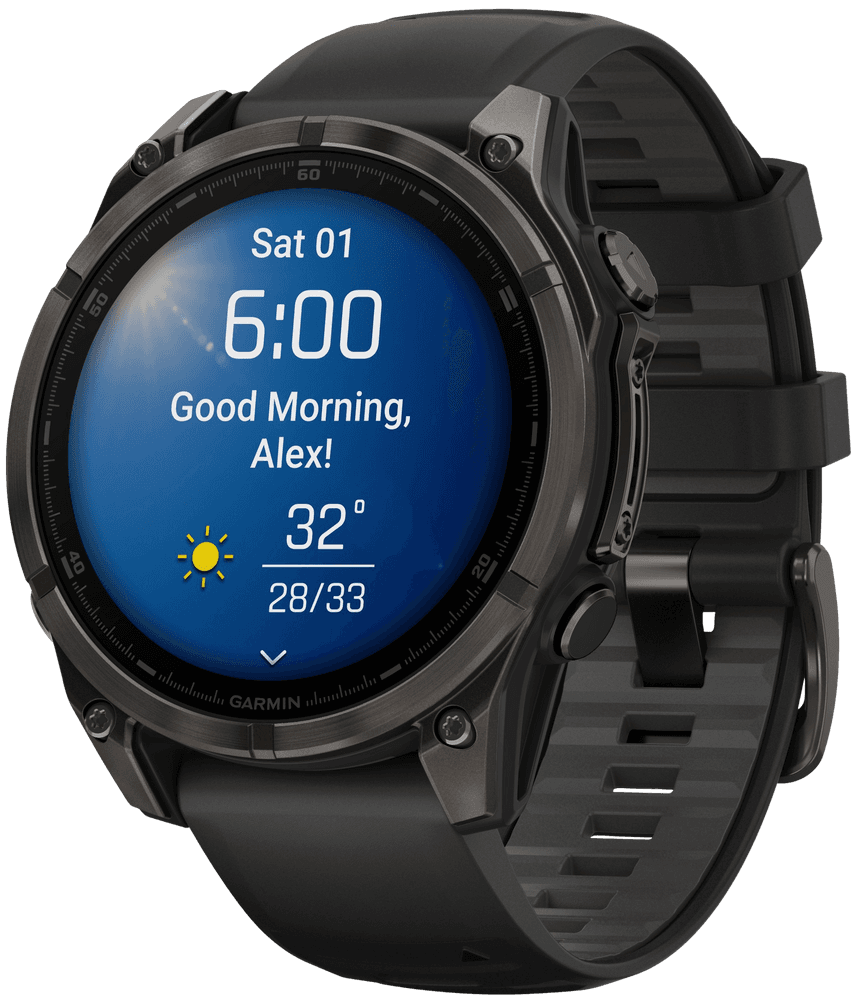 Fenix 8 47mm AMOLED Sapphire Carbon Gray DLC Titanium with Black Pebble Gray Silicone, view: 1