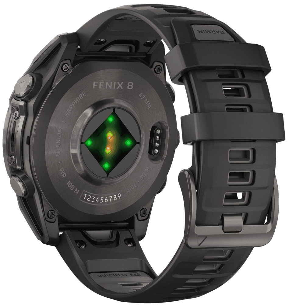 Fenix 8 47mm AMOLED Sapphire Carbon Gray DLC Titanium with Black Pebble Gray Silicone, view: 7