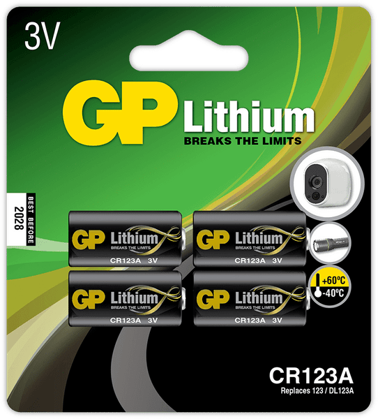 GP Lithiumbatteri CR 123A, 4-pack, view: 1