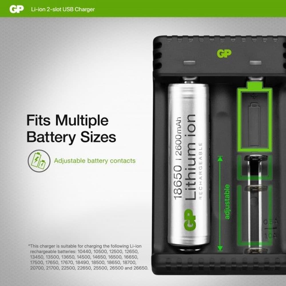 GP 2-Slot Li-Ion Charger + 2X18650, view: 6