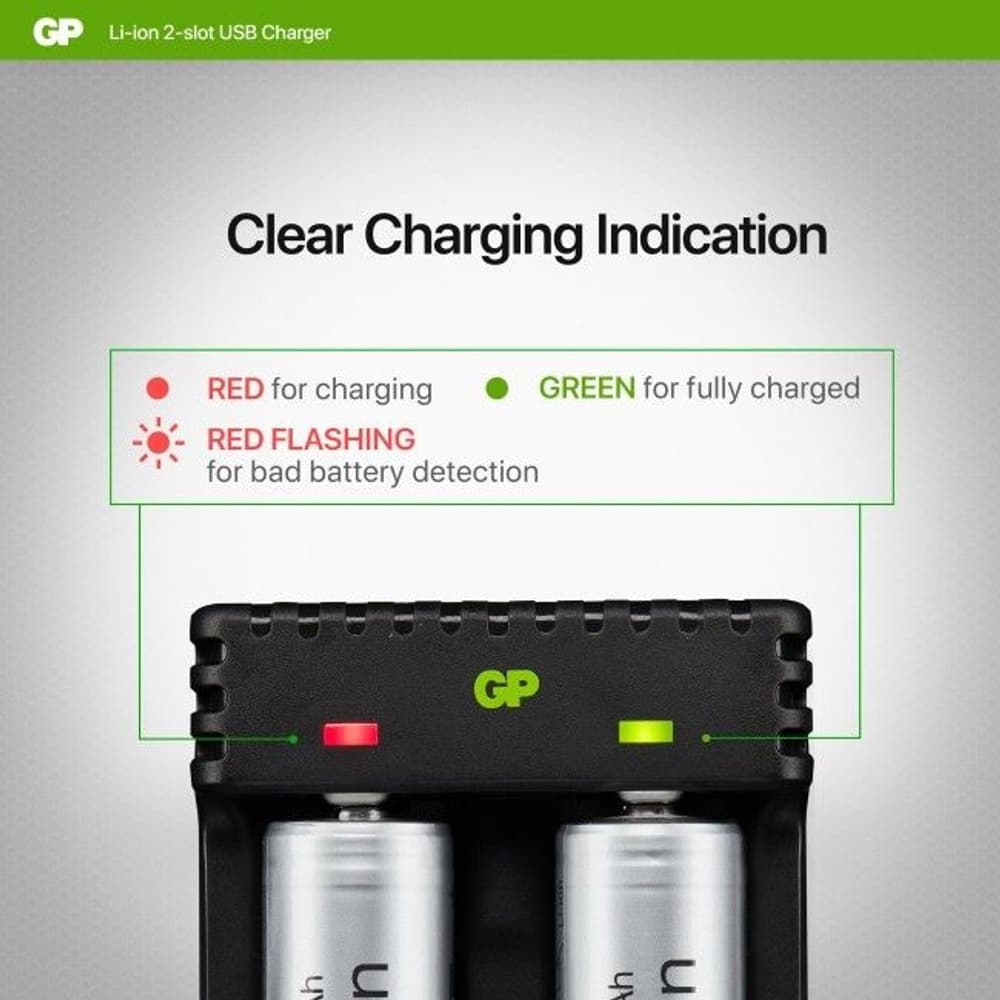 GP 2-Slot Li-Ion Charger + 2X18650, view: 4