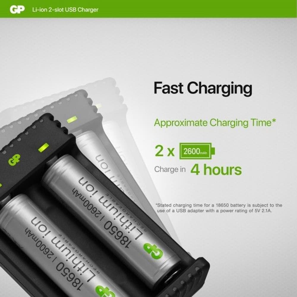 GP 2-Slot Li-Ion Charger + 2X18650, view: 7