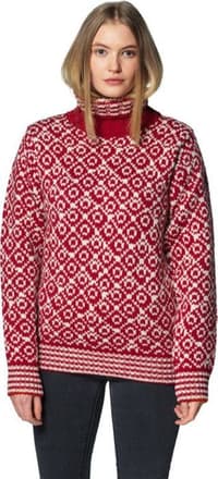 Svalbard Sweater High Neck Hindberry/Off White - view: 1