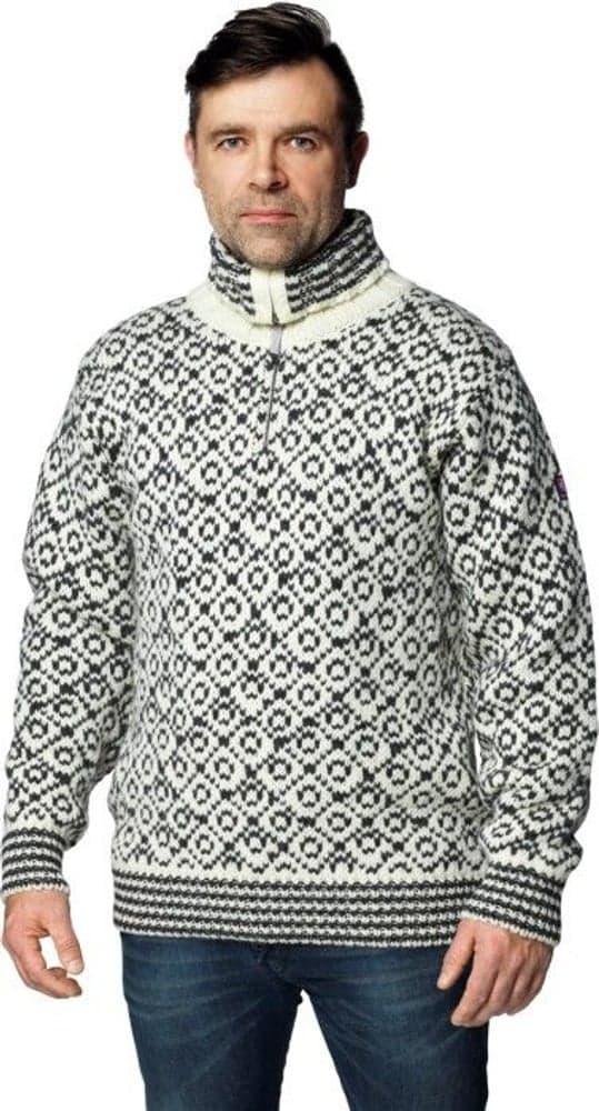 Svalbard Sweater Zip Neck Off White/Anthracite, view: 3