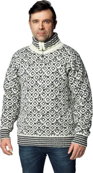 Svalbard Sweater Zip Neck Off White/Anthracite, view: 3