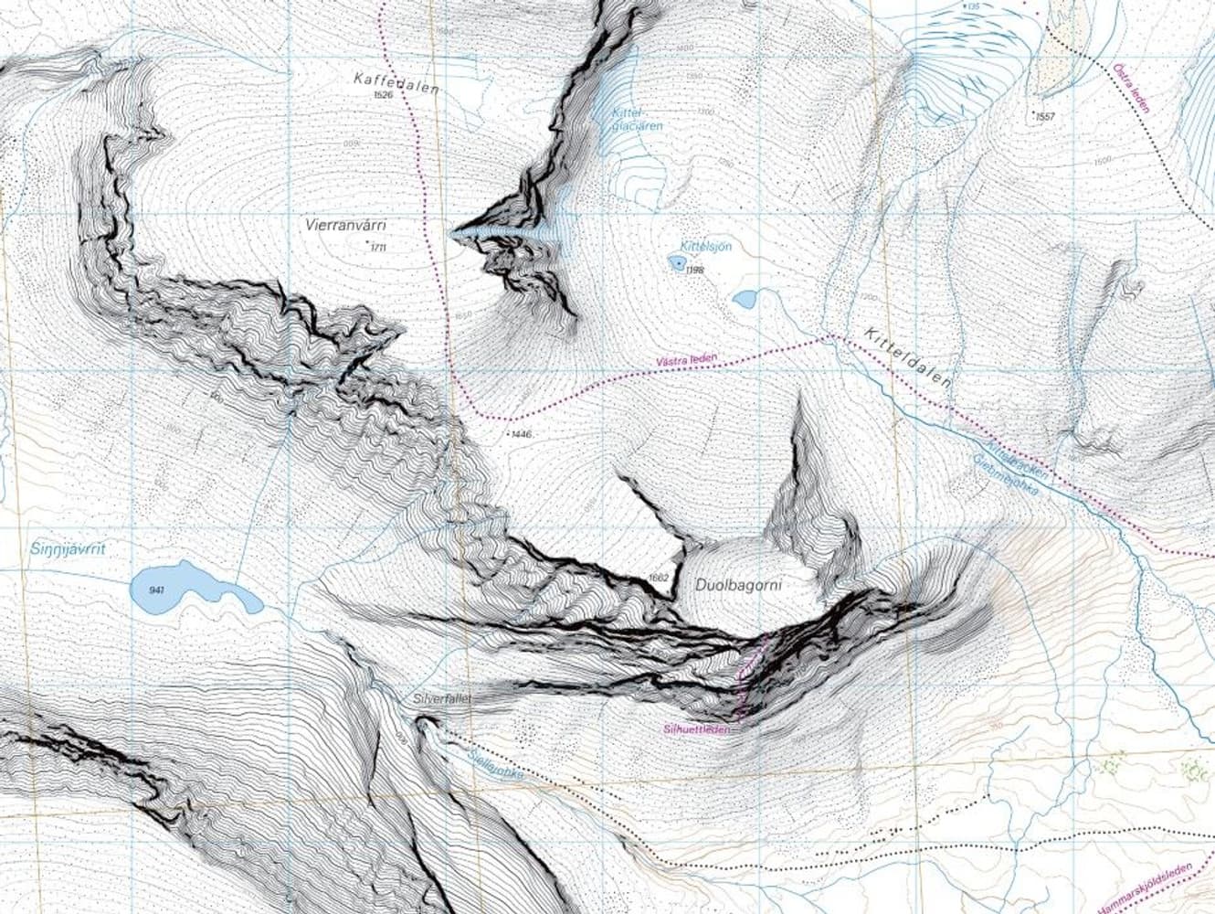 Högalpin kart Kebnekaise 1:15 000, view: 1