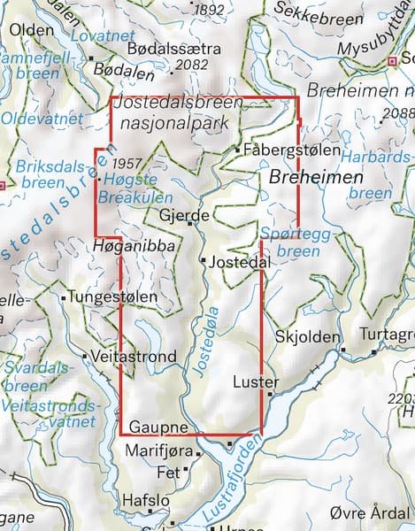 Høyfjellskart Jostedalen 1:25 000, view: 1