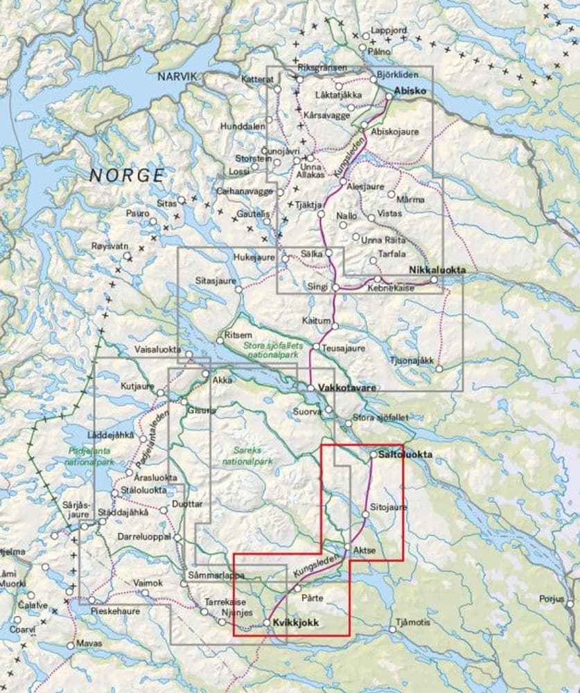 fjellkart Saltoluokta – Kvikkjokk 1:50 000, view: 1