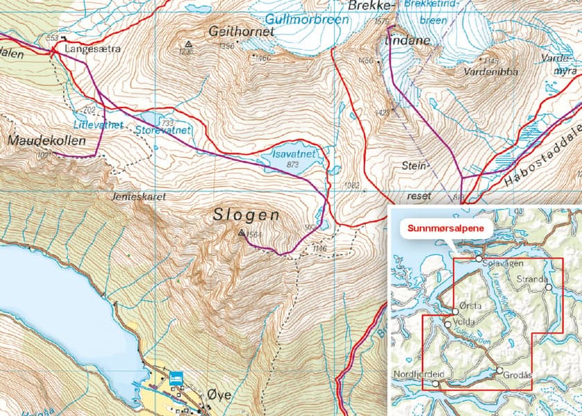 Tur- og toppturskart: Sunnmørsalpene 1:50 000, productDetailPage.view: 1