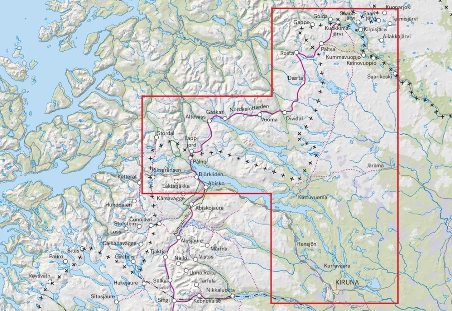 fjellkart Treriksröset, Abisko & Kiruna 1:100 000, view: 1