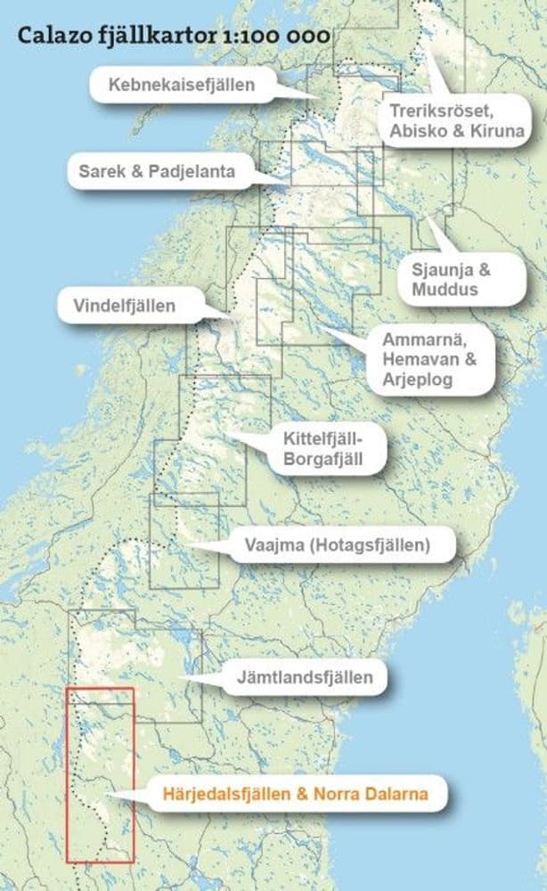 fjellkart Härjedalsfjällen & norra Dalarna 1:100 000, view: 1
