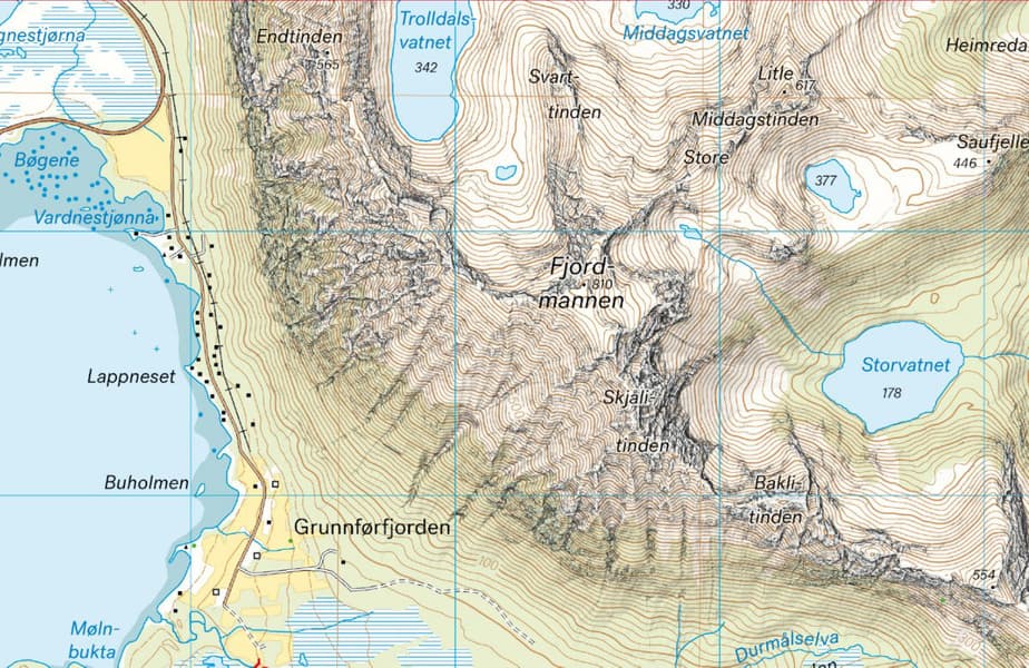 Høyfjellskart Lofoten: Austvågøya - Svolvær 1:30 000, view: 2