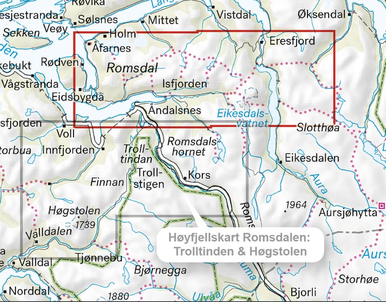Høyfjellskart Romsdalen: Trolltindan & Høgstolen 1:25 000, view: 5