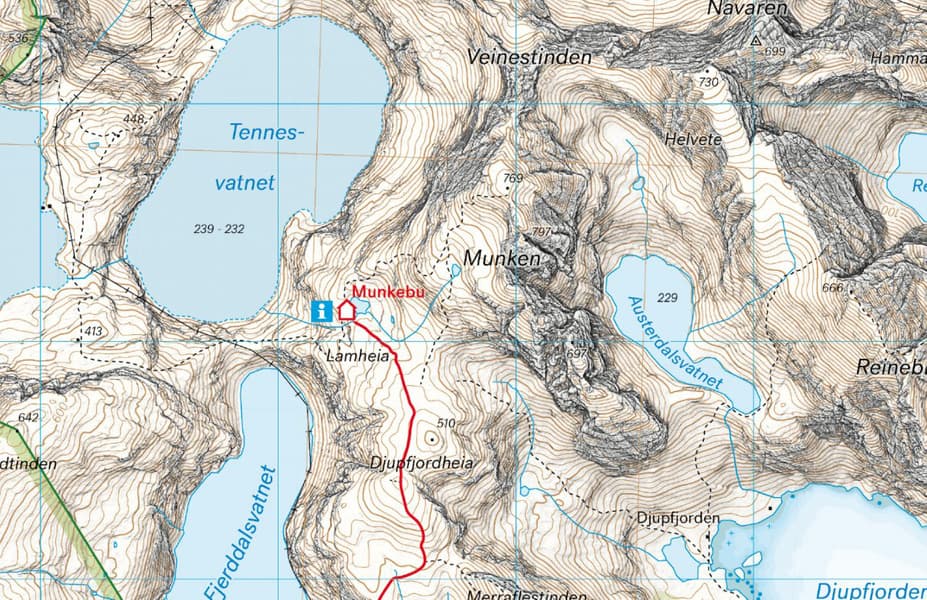 Høyfjellskart Lofoten: Moskenesøya & Flakstadøya 1:30 000, view: 2