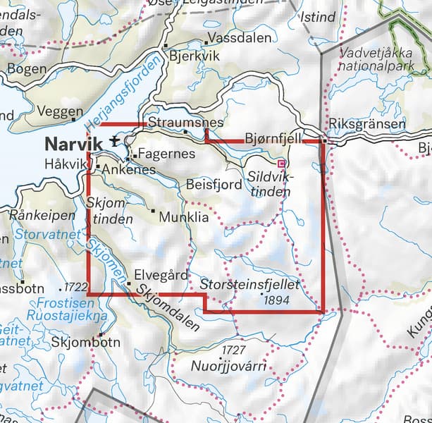 Høyfjellskart Narvik 1:25 000, view: 1