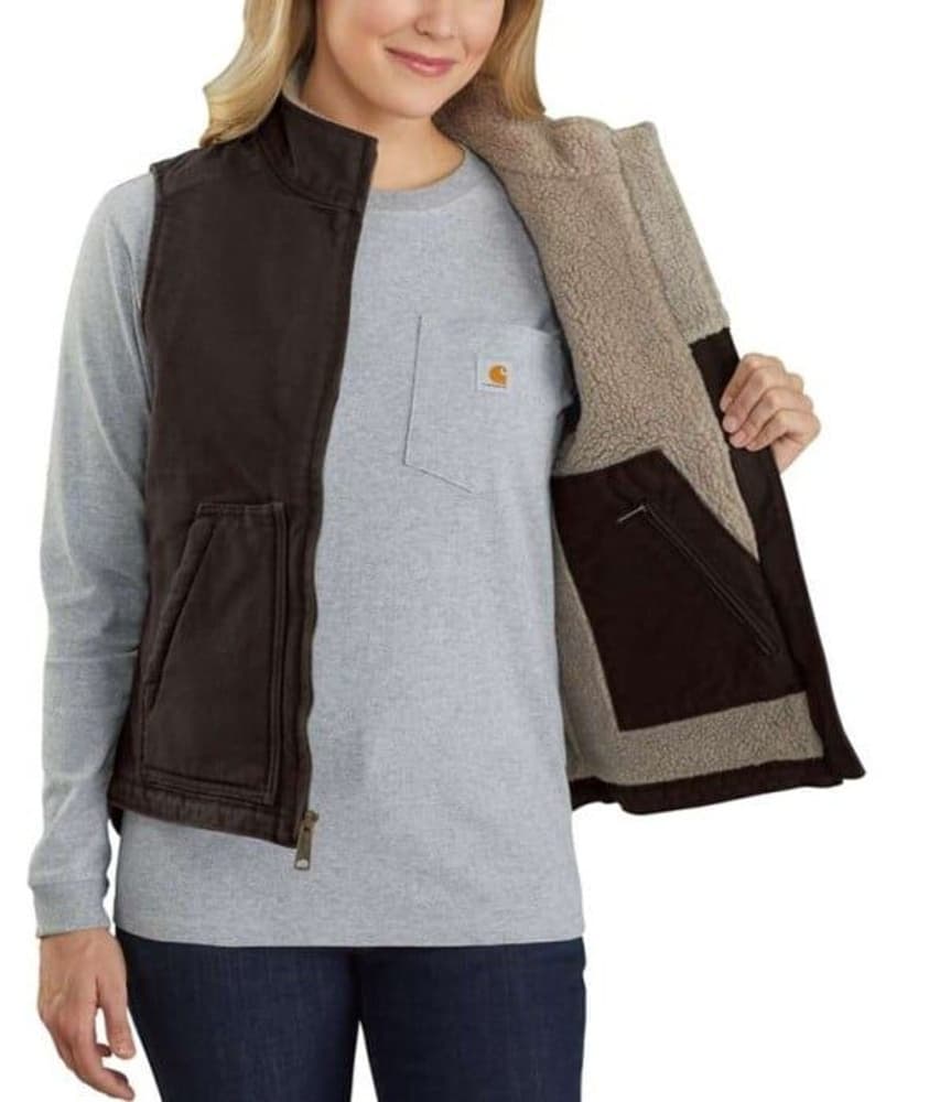 Carhartt W's Sherpa Lined Mock Neck Vest Dark Brown, view: 2