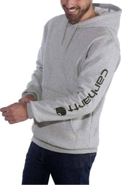 Carhartt M's Sleeve Logo Hooded Sweatshirt Heather Grey/Black, view: 2