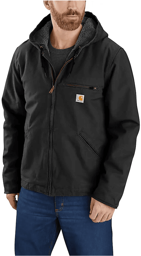 Carhartt M's Washed Duck Sherpa Lined Jacket Black, view: 2