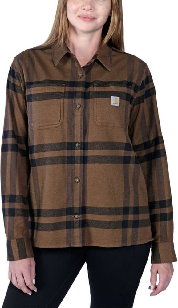 Carhartt W's Midweight Flannel L/S Plaid Shirt Carhartt Brown Heather, view: 1