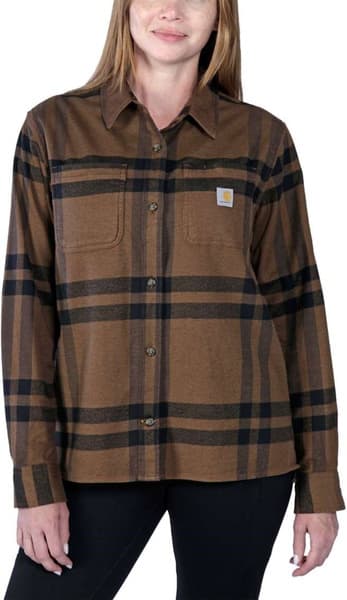 Carhartt W's Midweight Flannel L/S Plaid Shirt Carhartt Brown Heather, view: 1