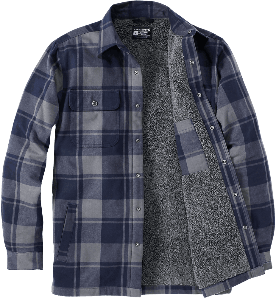Carhartt M's Flannel Sherpa Lined Shirt Jacket Navy, view: 2