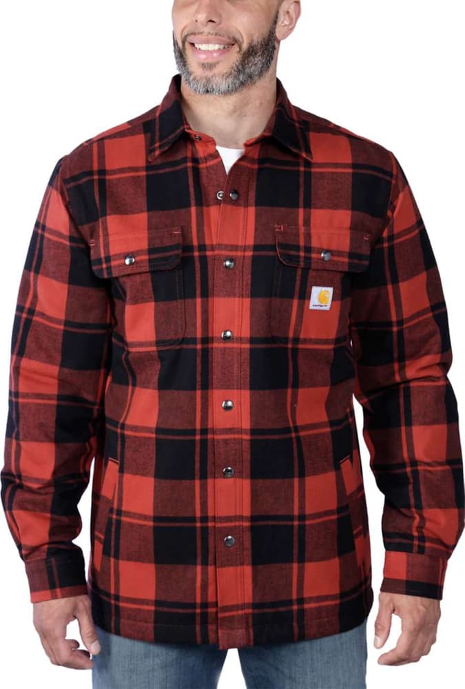 Carhartt M's Flannel Sherpa Lined Shirt Jacket Red Ochre, view: 4
