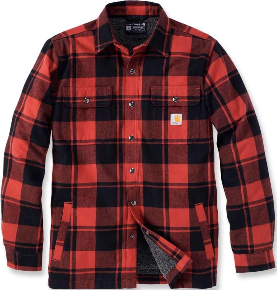 Carhartt M's Flannel Sherpa Lined Shirt Jacket Red Ochre, view: 0