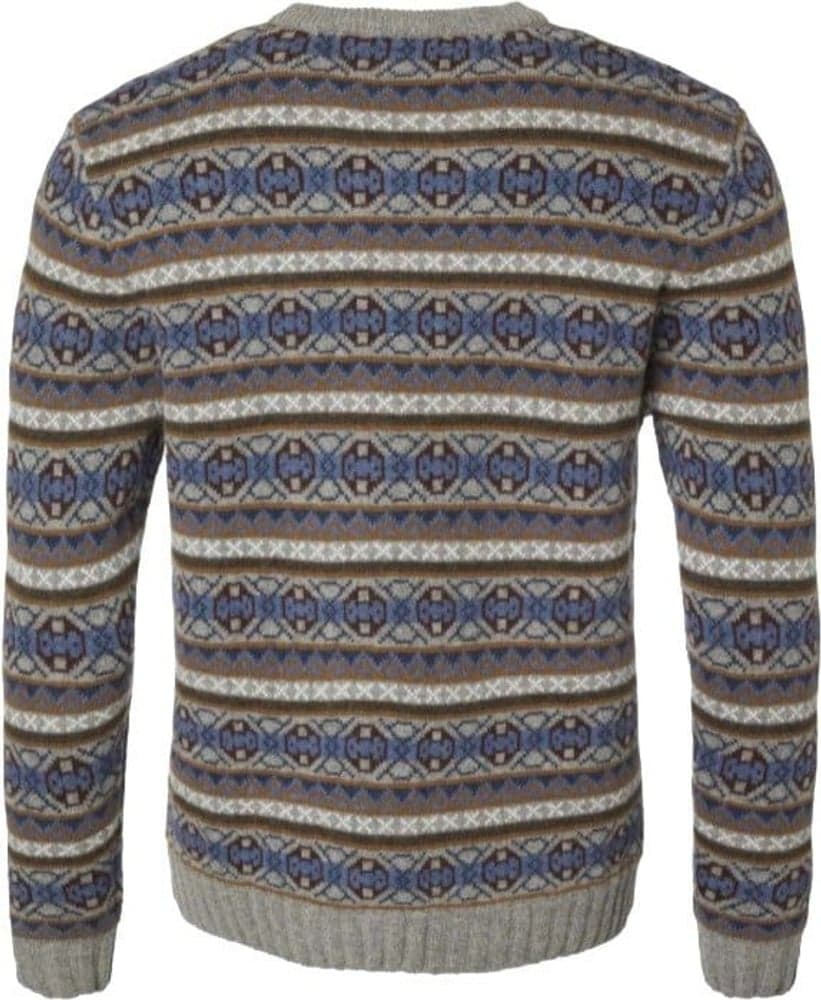 Moss Wool Sweater Men Stone Grey Jaquard, view: 1