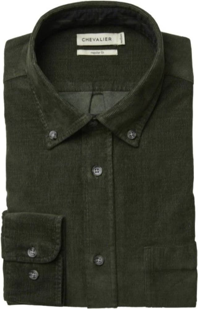 Overton Corduroy Shirt Men Dark Green, view: 1